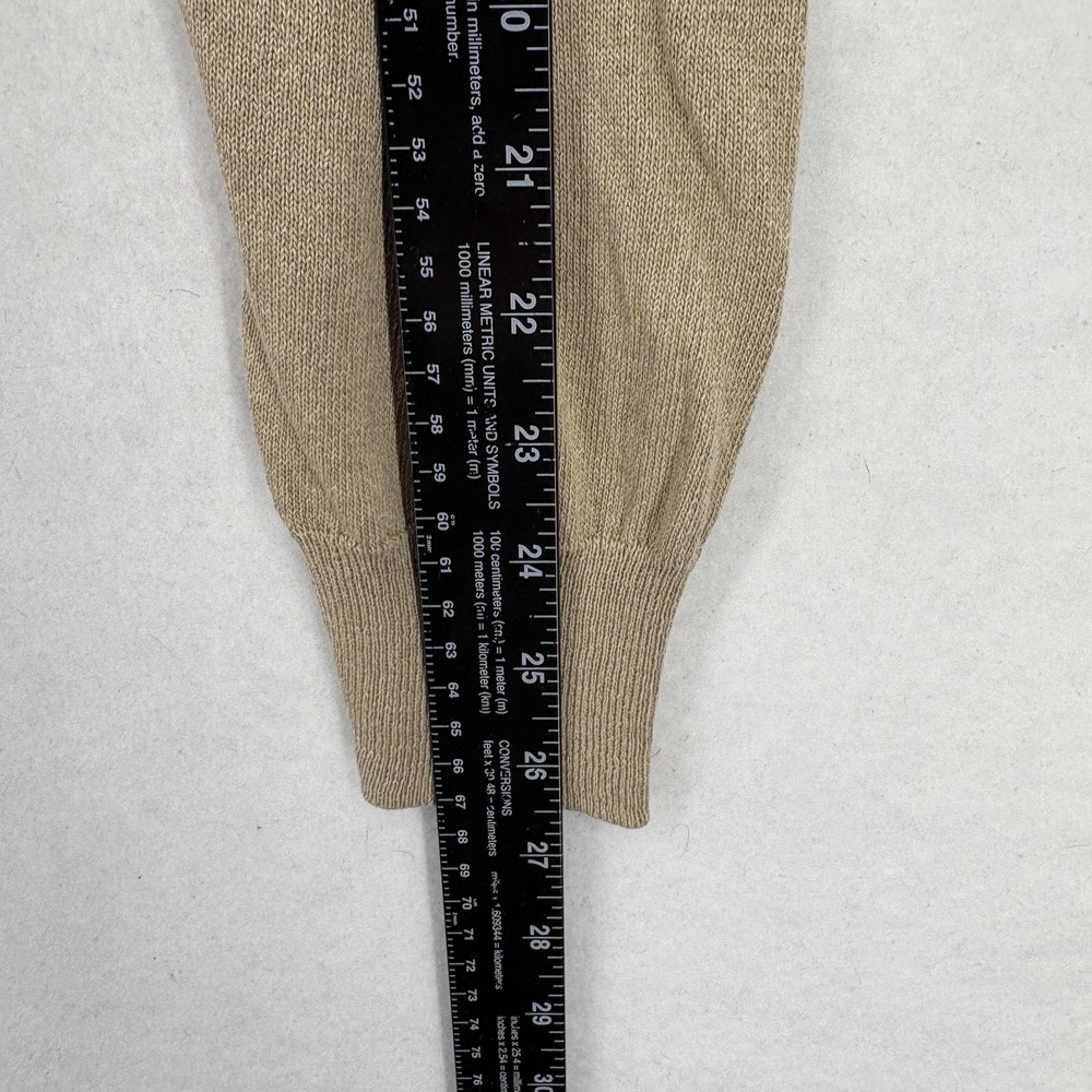 Jos A Bank Sweater Mens Medium Tan 100% Silk Long Sleeve Polo Pullover Knit - Picture 7 of 10